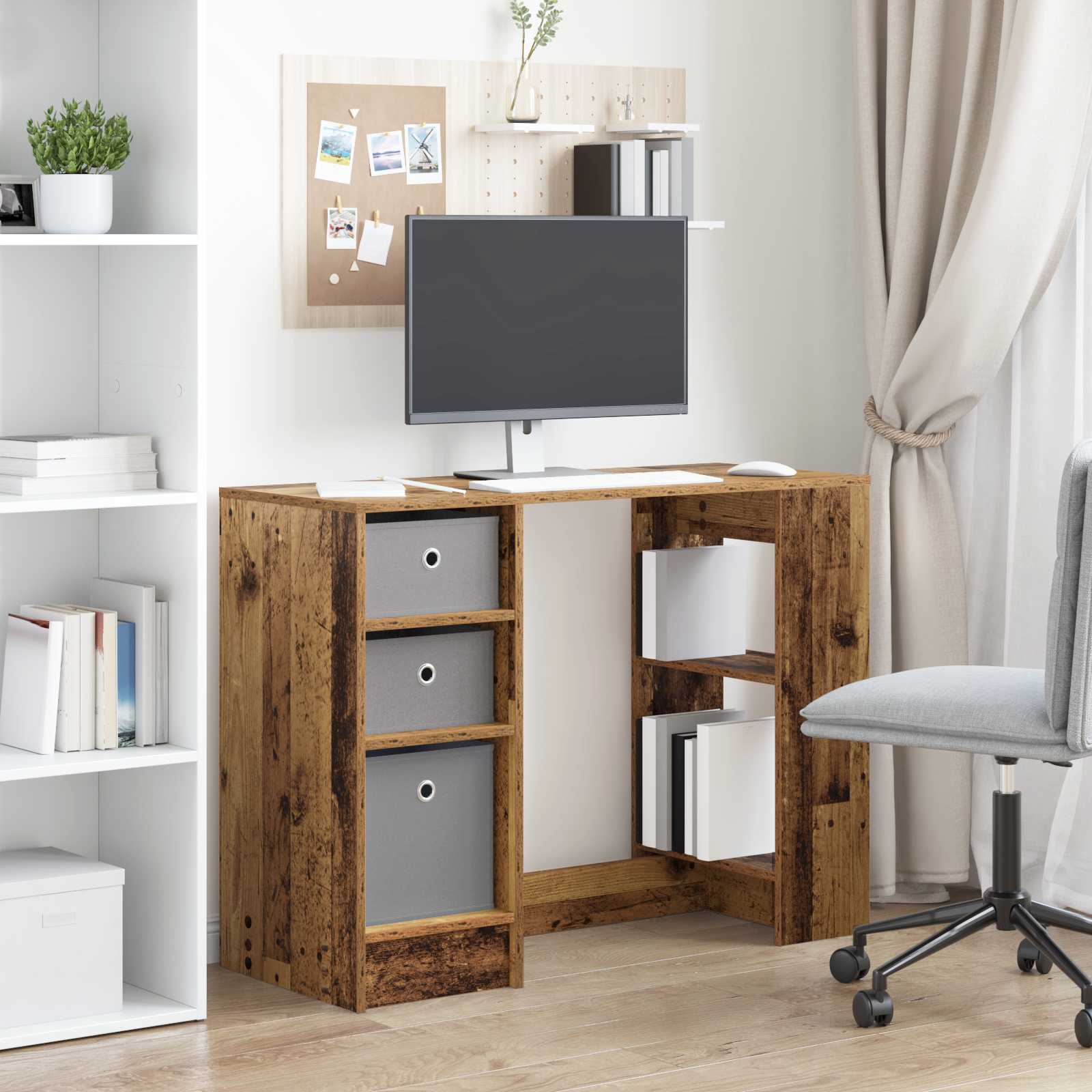 Schreibtisch mit Regal Altholz 100 x 40 x 75 cm Holzwerkstoff