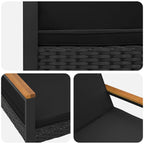 Bank Outdoor mit Kissen Schwarz 107 x 61 x 80 cm Poly-Rattan