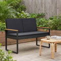 Bank Outdoor mit Kissen Schwarz 107 x 61 x 80 cm Poly-Rattan