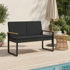 Bank Outdoor mit Kissen Schwarz 107 x 61 x 80 cm Poly-Rattan