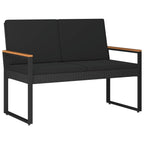Bank Outdoor mit Kissen Schwarz 107 x 61 x 80 cm Poly-Rattan