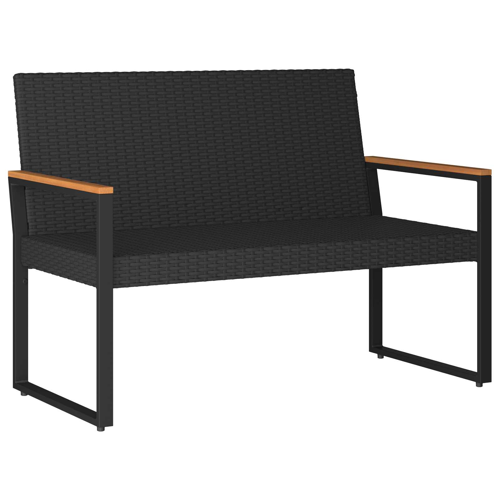 Bank Outdoor mit Kissen Schwarz 107 x 61 x 80 cm Poly-Rattan