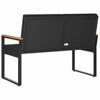 Bank Outdoor mit Kissen Schwarz 107 x 61 x 80 cm Poly-Rattan