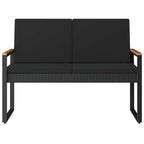 Bank Outdoor mit Kissen Schwarz 107 x 61 x 80 cm Poly-Rattan