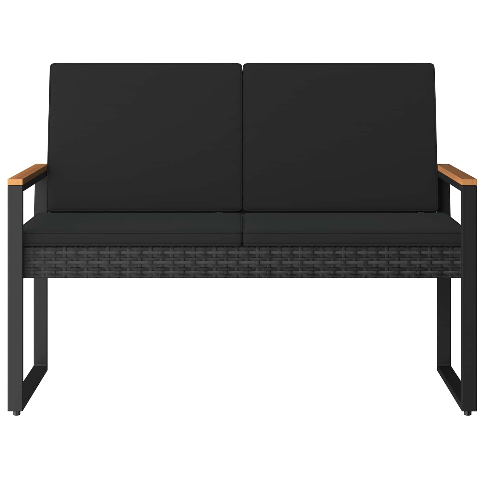 Bank Outdoor mit Kissen Schwarz 107 x 61 x 80 cm Poly-Rattan