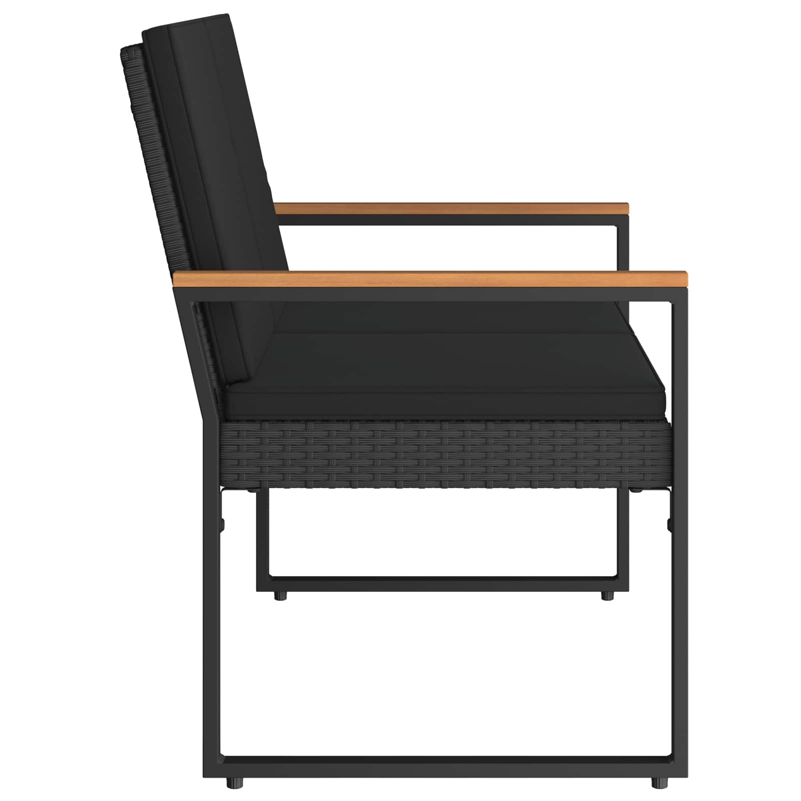 Bank Outdoor mit Kissen Schwarz 107 x 61 x 80 cm Poly-Rattan