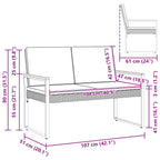 Bank Outdoor mit Kissen Schwarz 107 x 61 x 80 cm Poly-Rattan