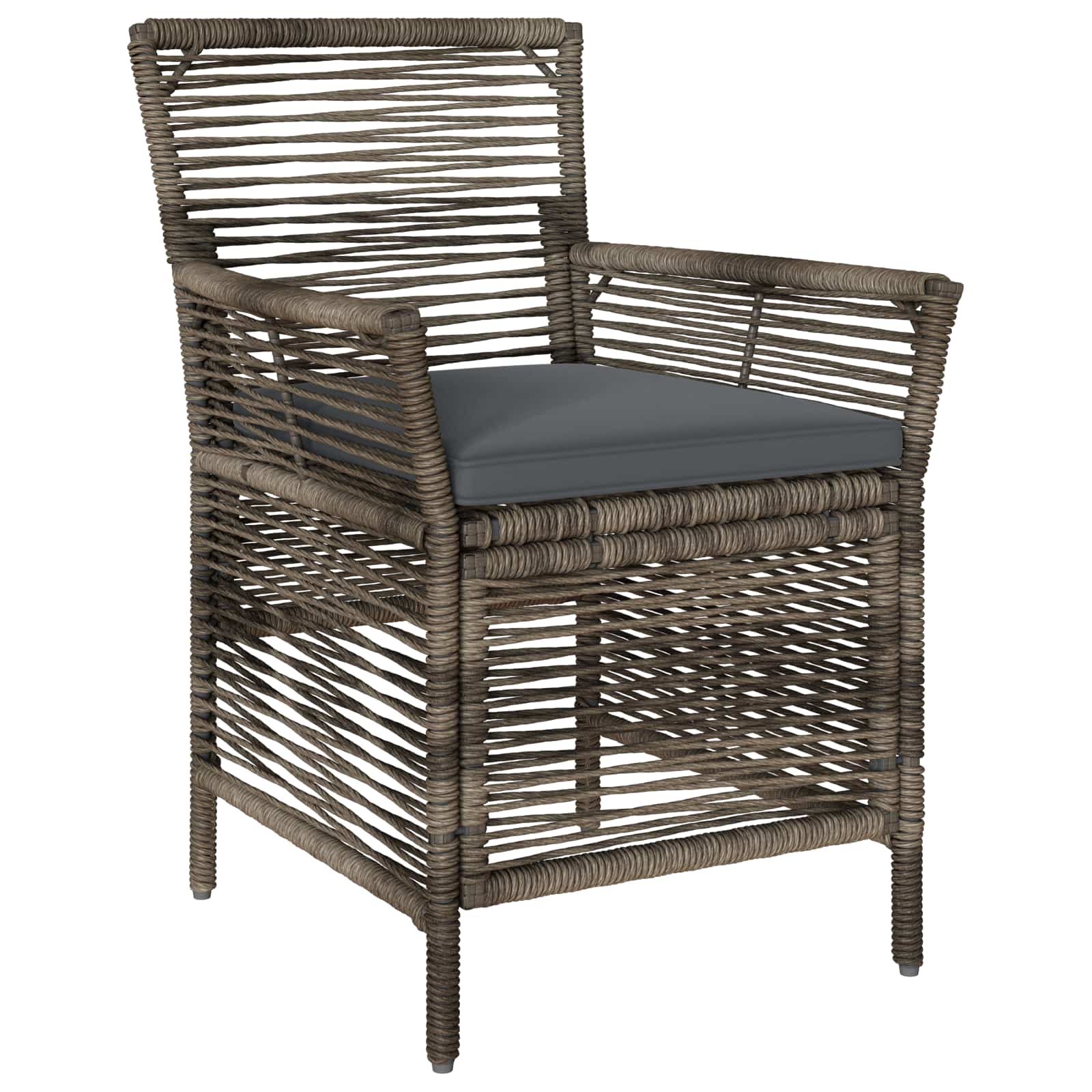 Gartenstuhl mit Kissen 4 pcs Grau und Dunkelgrau Poly-Rattan