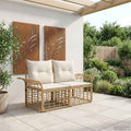 Outdoor-Lounge 2 pcs Natürlich und Cremweiß Poly-Rattan