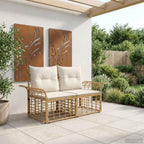 Outdoor-Lounge 2 pcs Natürlich und Cremweiß Poly-Rattan