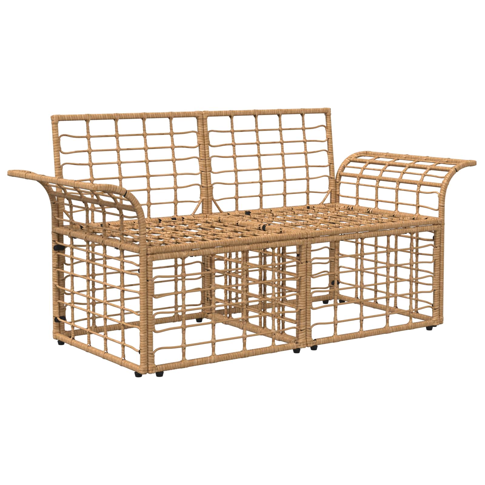 Outdoor-Lounge 2 pcs Natürlich und Cremweiß Poly-Rattan