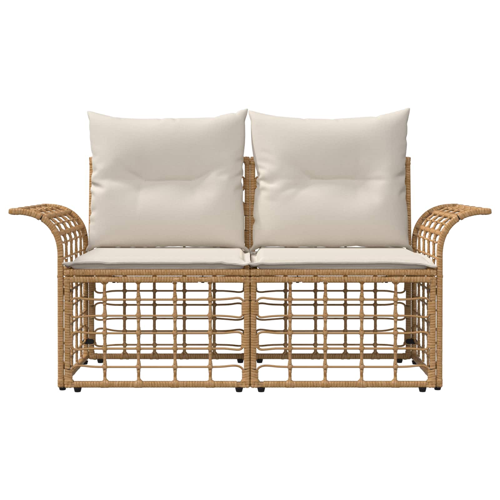 Outdoor-Lounge 2 pcs Natürlich und Cremweiß Poly-Rattan