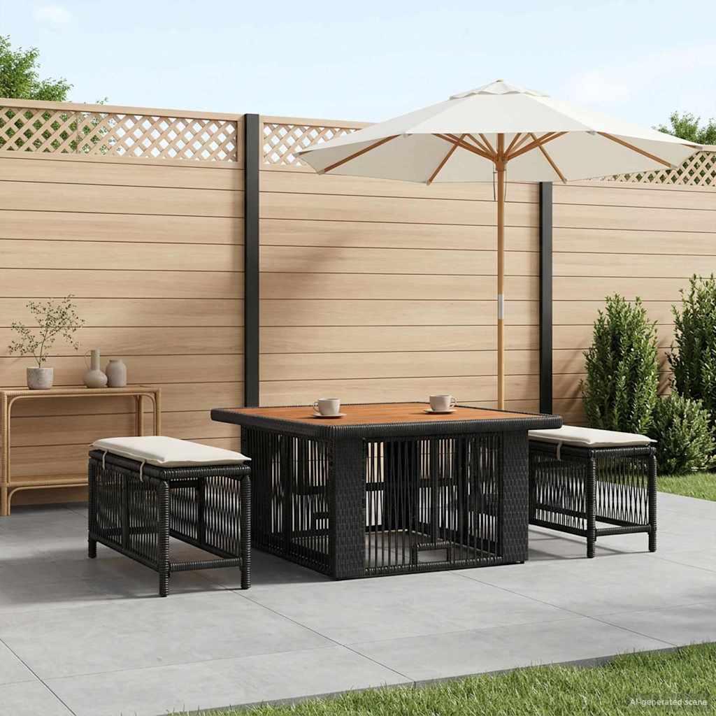 Garten Essgruppe mit Kissen 3 pcs Beige und Creme Poly-Rattan