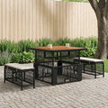 Garten Essgruppe mit Kissen 3 pcs Beige und Creme Poly-Rattan