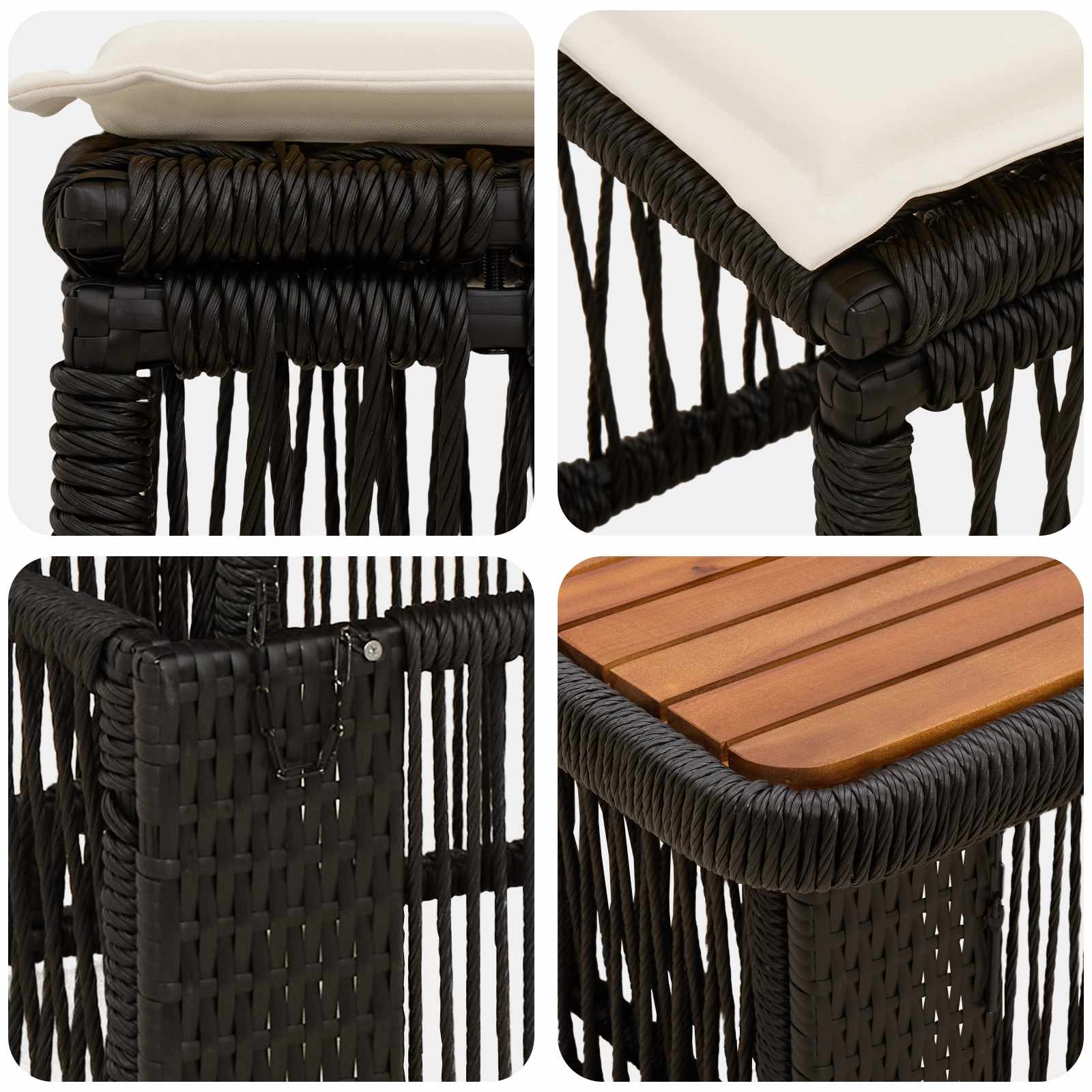 Garten Essgruppe mit Kissen 3 pcs Beige und Creme Poly-Rattan