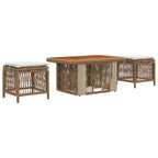 Garten Essgruppe mit Kissen 3 pcs Beige und Creme Poly-Rattan