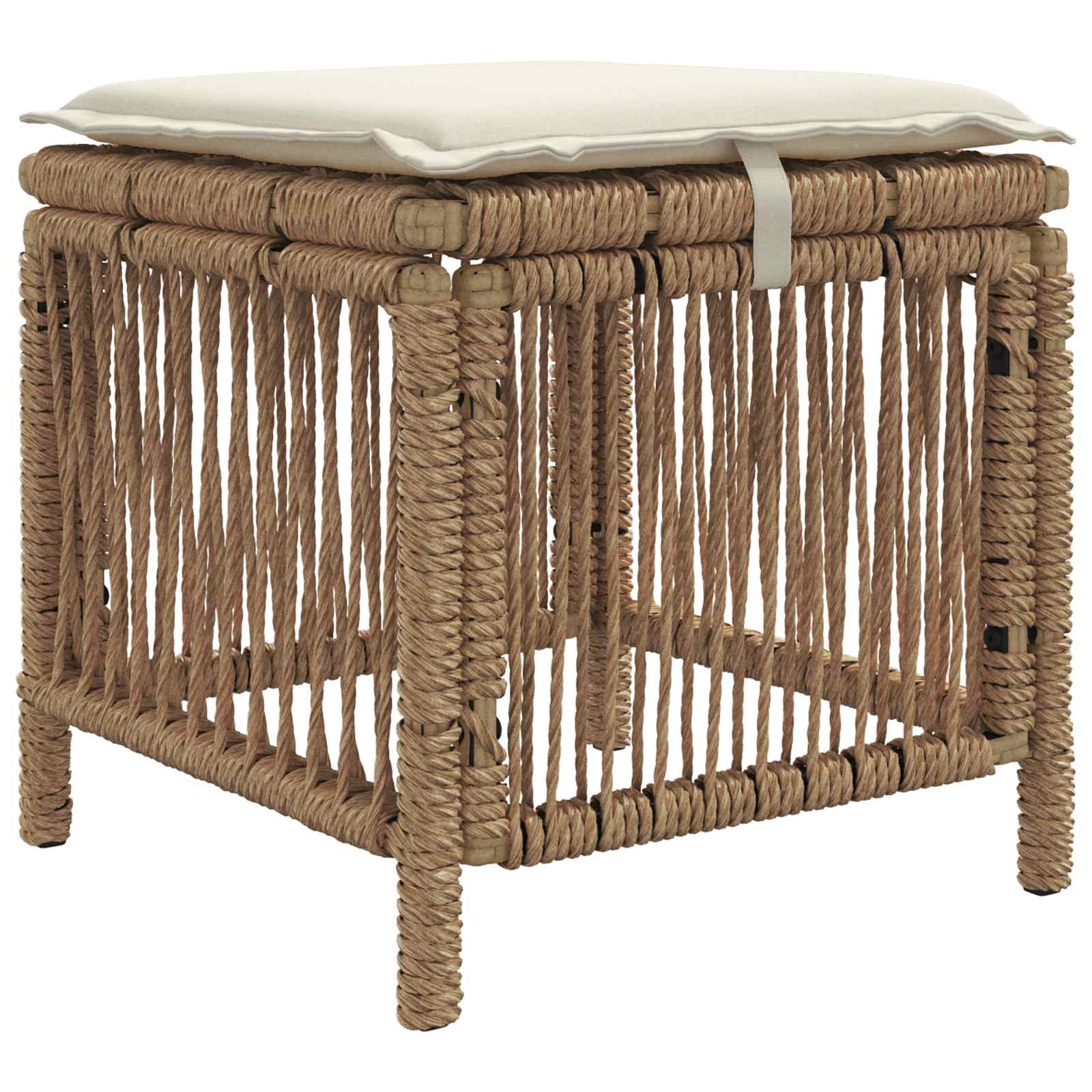 Garten Essgruppe mit Kissen 3 pcs Beige und Creme Poly-Rattan