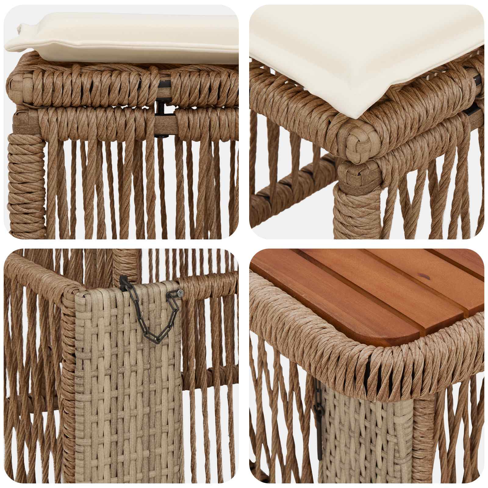 Garten Essgruppe mit Kissen 4 pcs Beige und Creme Poly-Rattan