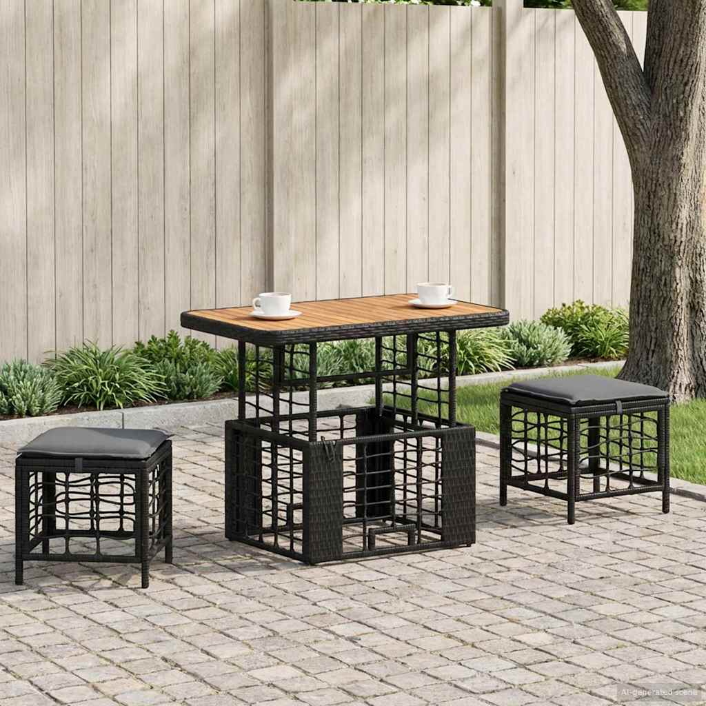 Garten Essgruppe mit Kissen 3 pcs Schwarz und Grau