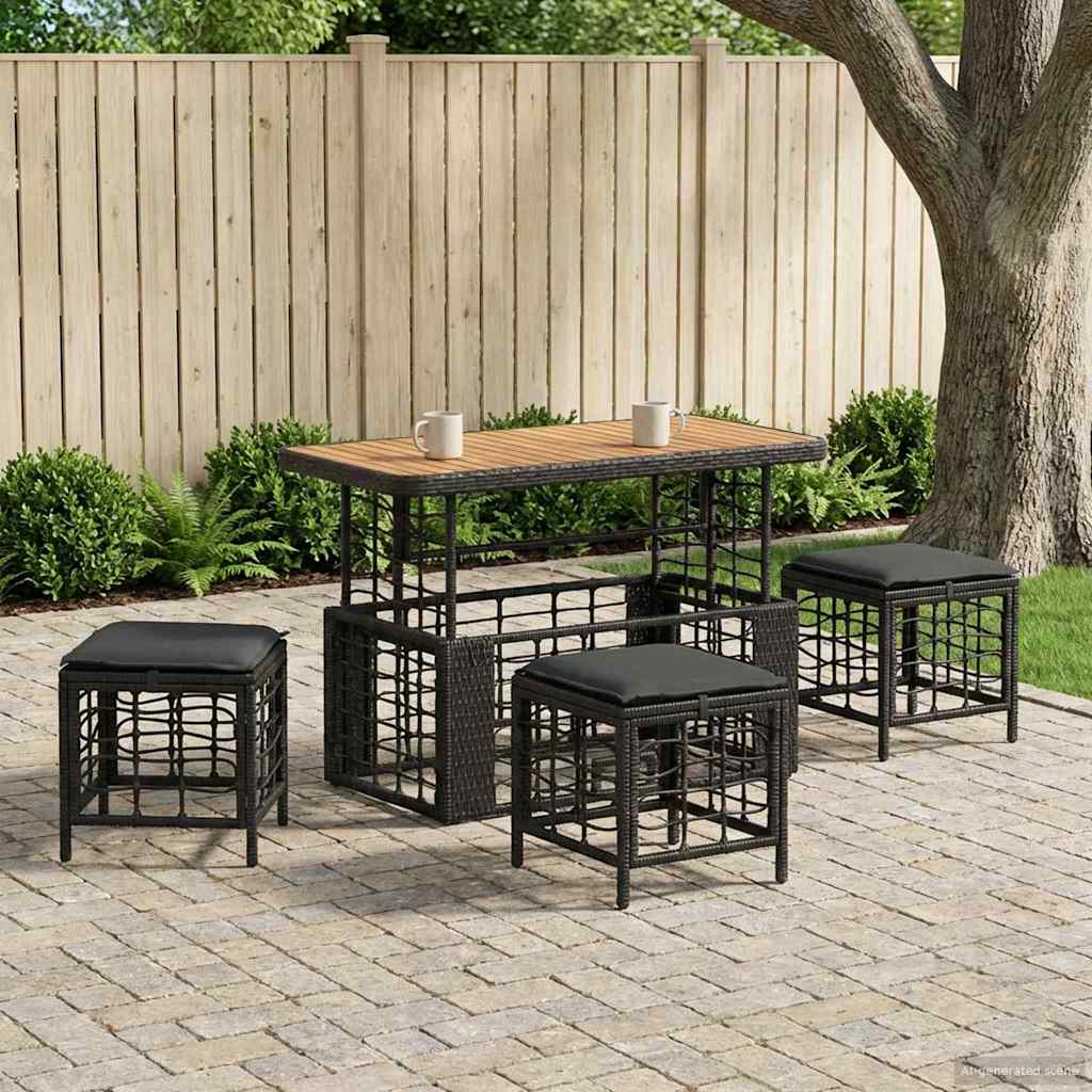 Garten Essgruppe mit Kissen 4 pcs Schwarz und Grau
