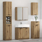 Badezimmerschrank-Set mit Tür 3 pcs Artisan-Eiche Holzwerkstoff