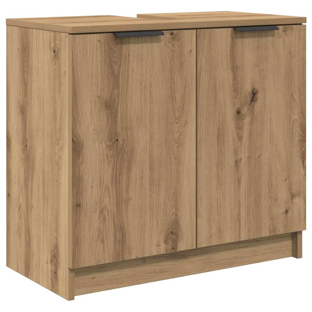 Badezimmerschrank-Set mit Tür 3 pcs Artisan-Eiche Holzwerkstoff
