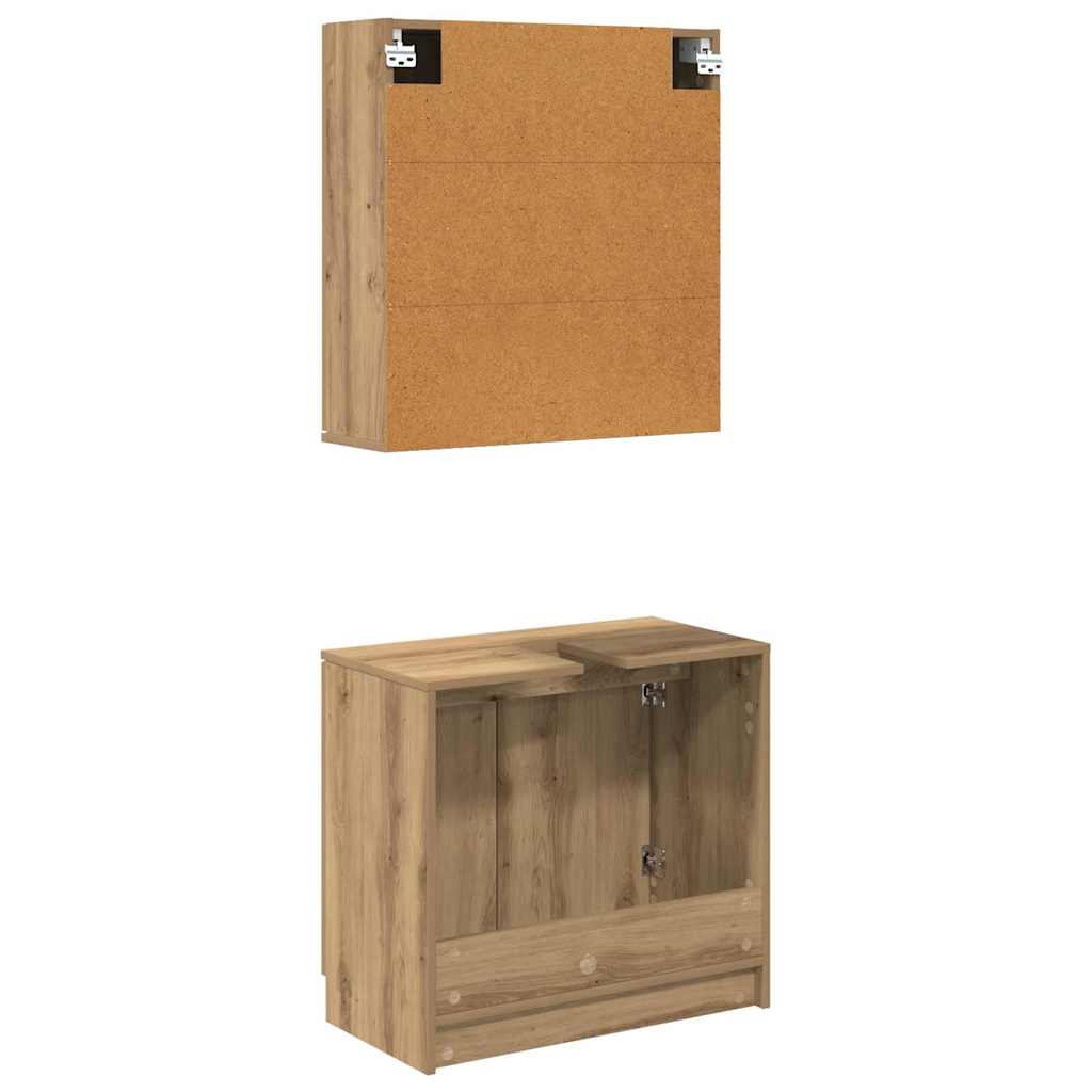 Badezimmerschrank-Set mit Regal Artisan-Eiche Holzwerkstoff