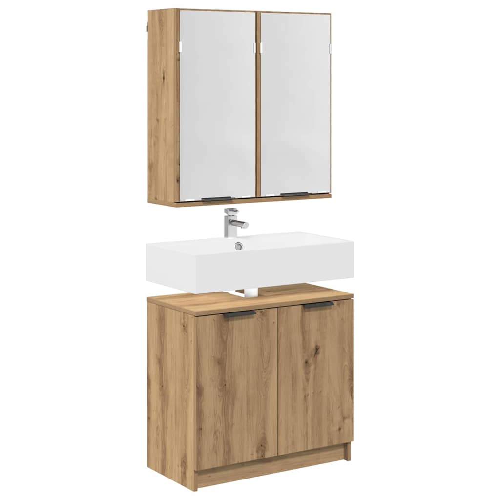 Badezimmerschrank-Set mit Regal Artisan-Eiche Holzwerkstoff