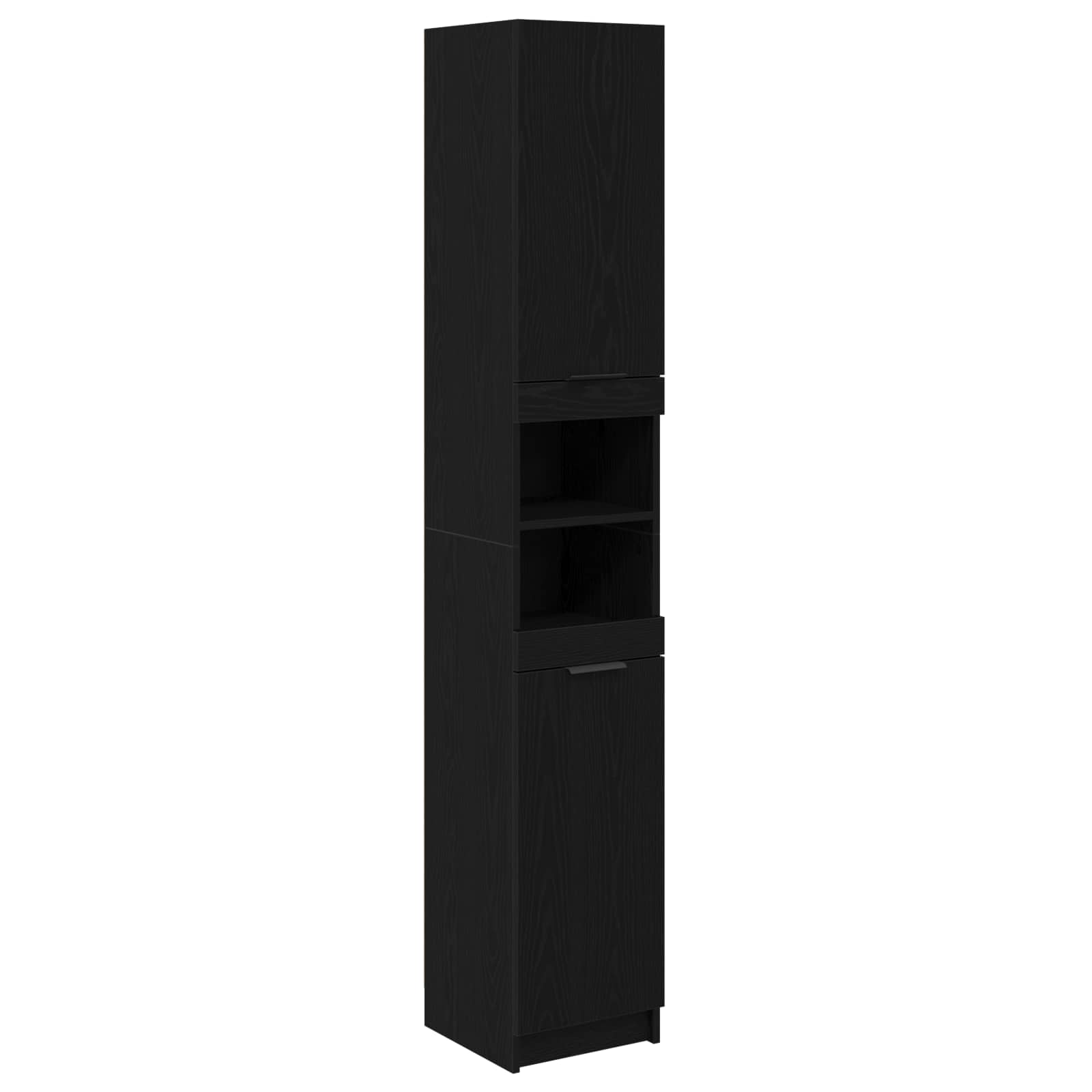 Badezimmermöbel-Set 4 pcs Schwarz Eichen-Optik Holzwerkstoff