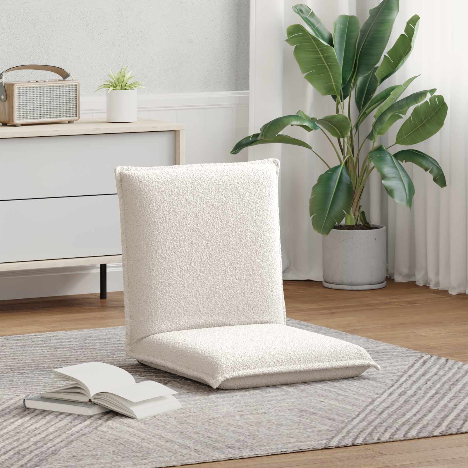 Verstellbarer Fußsessel Creme Schafstoff