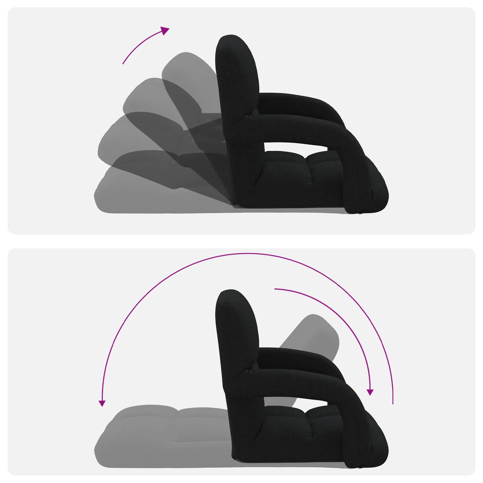 Verstellbarer Bodenstuhl mit Armlehne 5-stufige Position Stoff