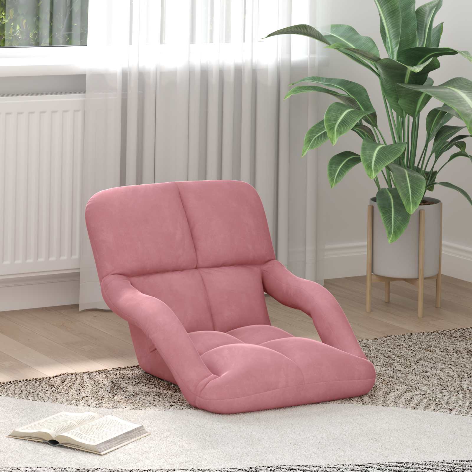Verstellbarer Fußsessel Rosa Samt