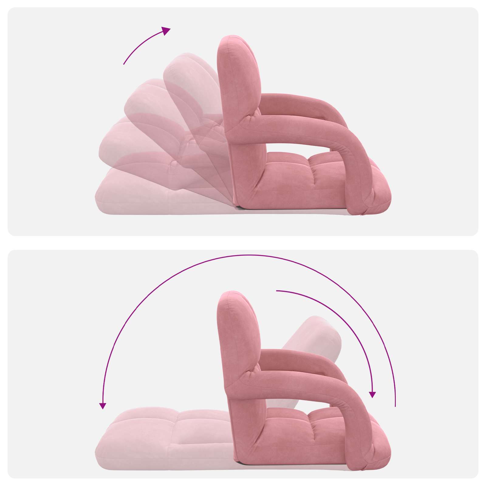 Verstellbarer Fußsessel Rosa Samt