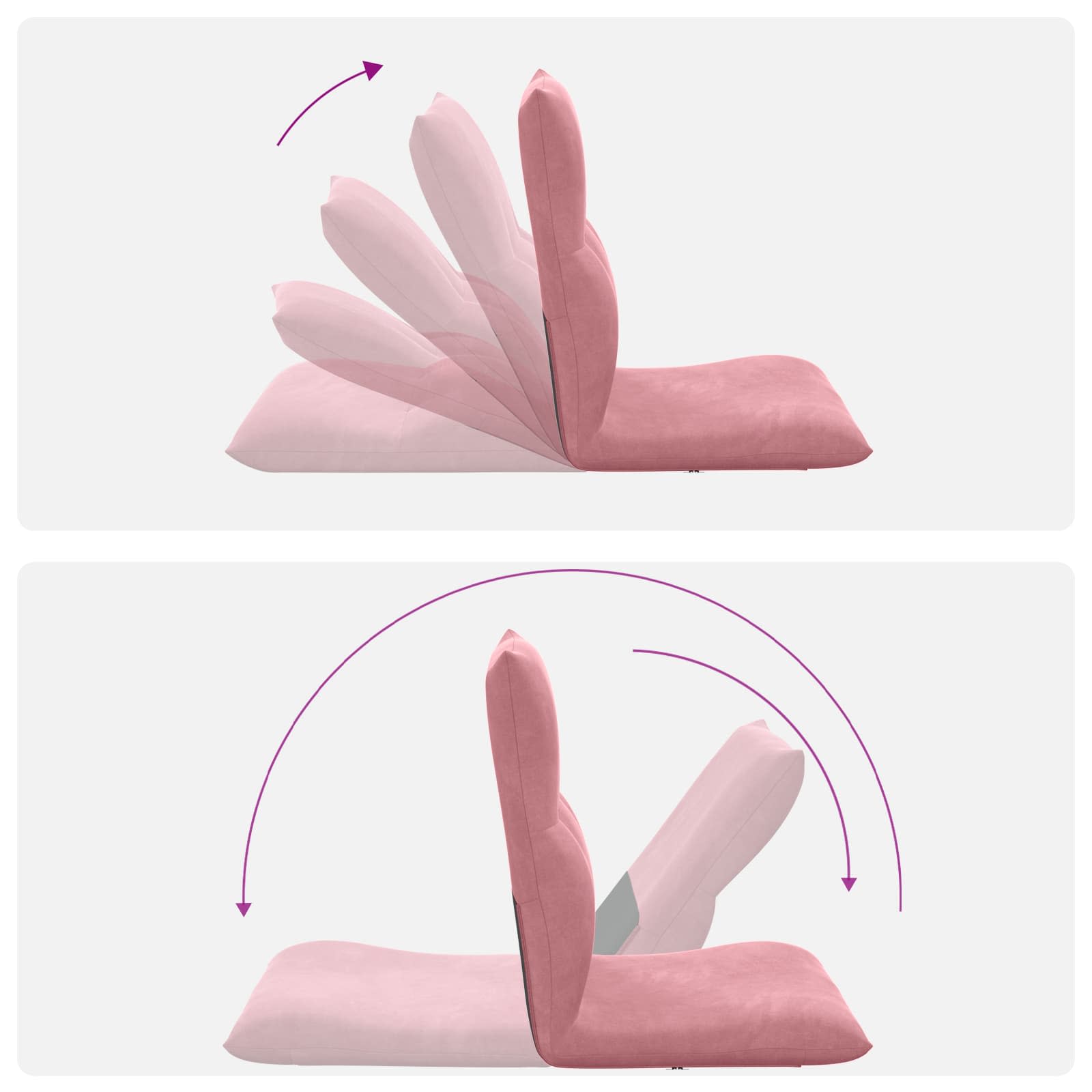 Verstellbarer Fußsessel Rosa Samt