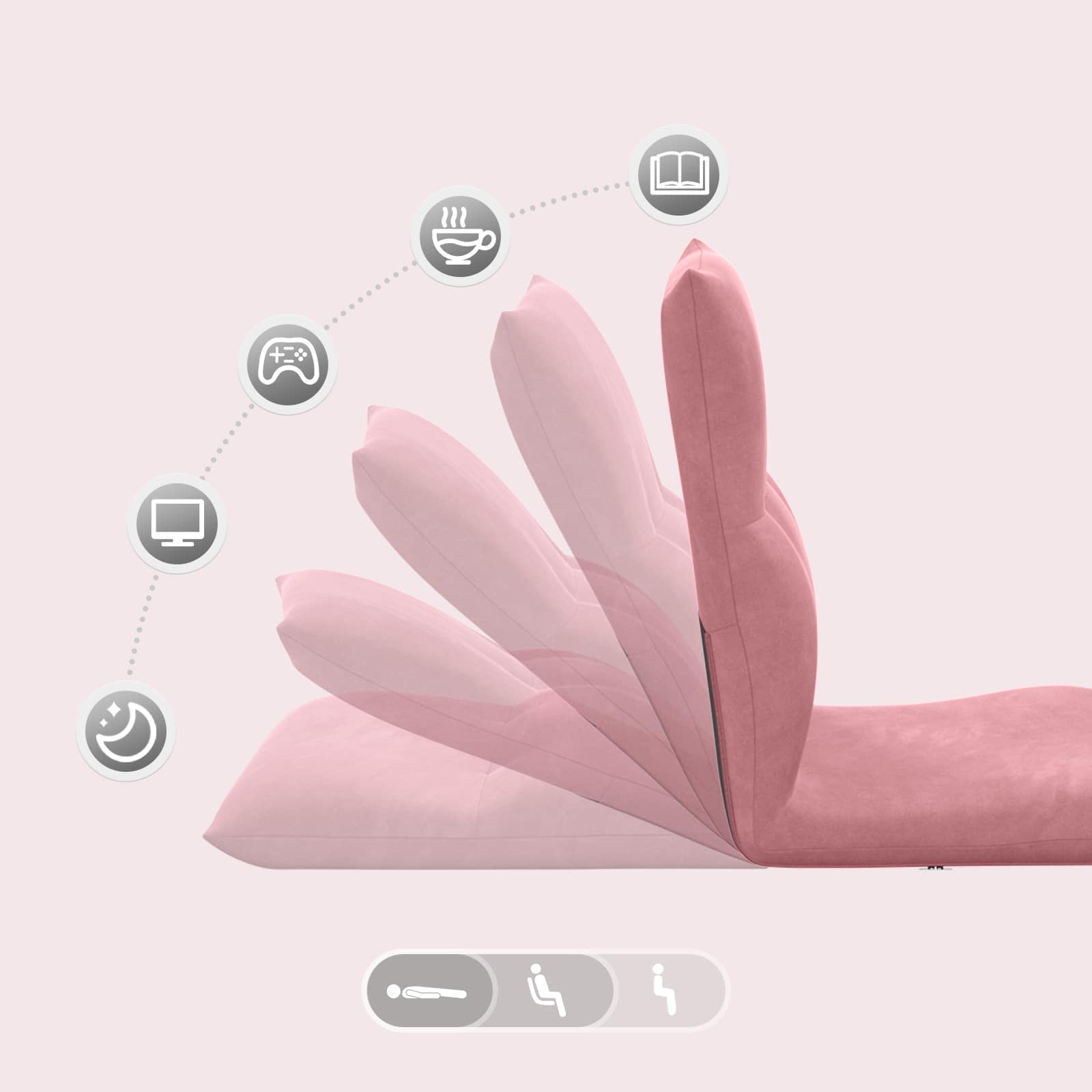 Verstellbarer Fußsessel Rosa Samt