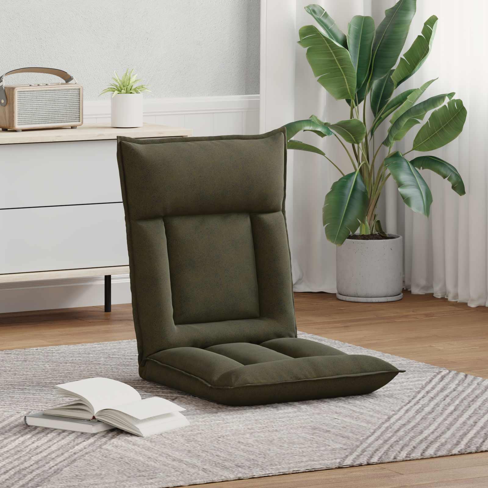 Verstellbarer Fußsessel Olivegrün Stoff