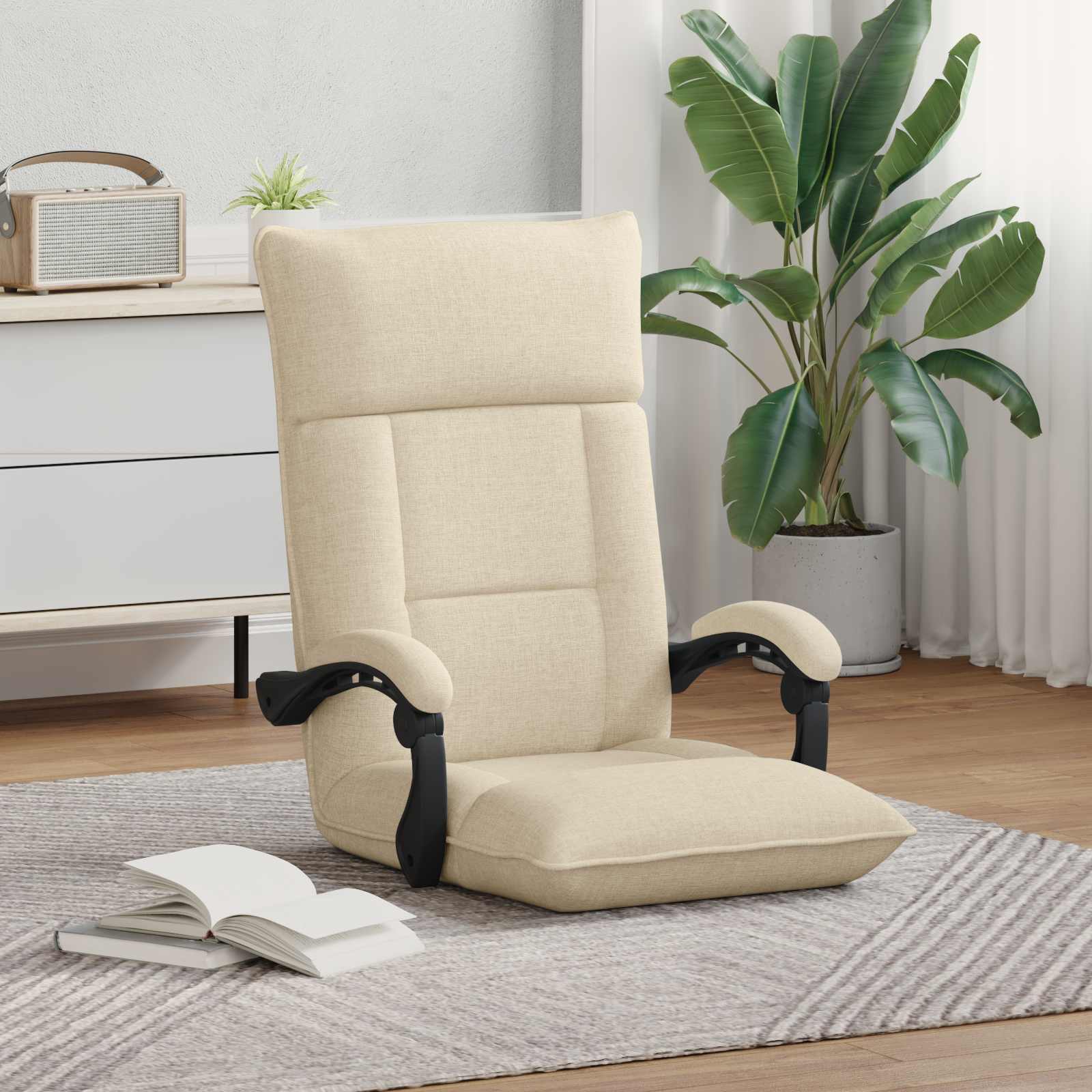 Verstellbarer Fußsessel Creme Stoff