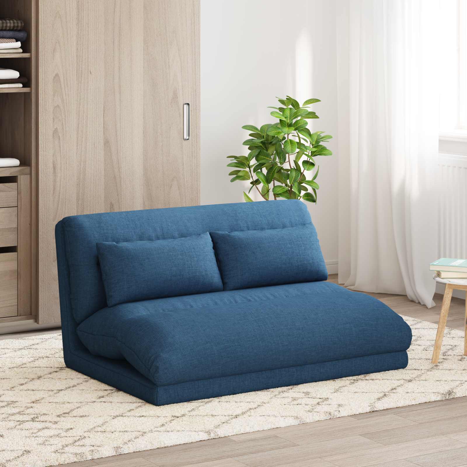 Verstellbarer Fußsessel Blau Stoff