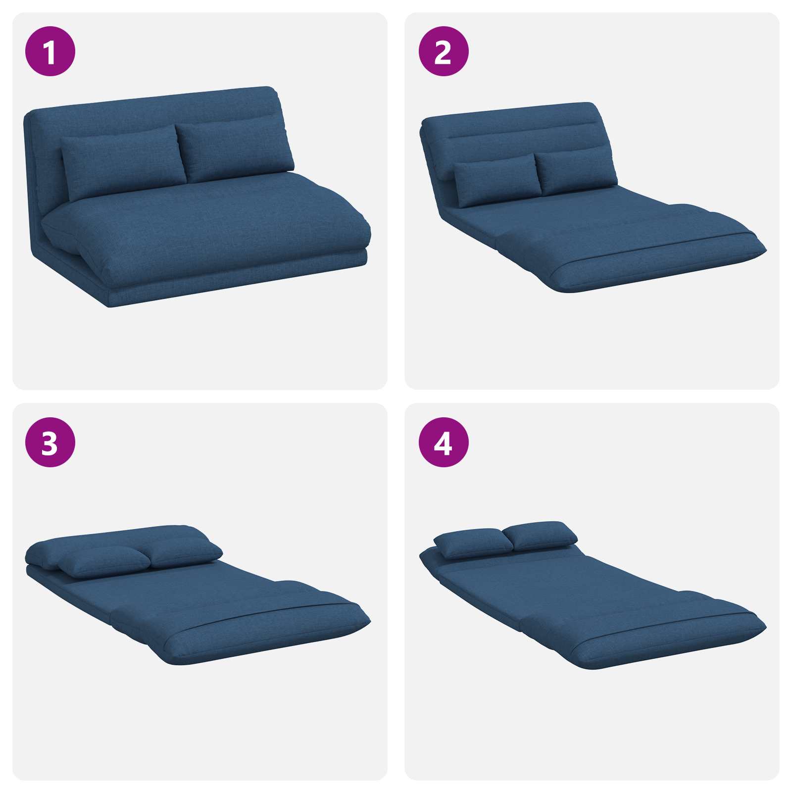 Verstellbarer Fußsessel Blau Stoff