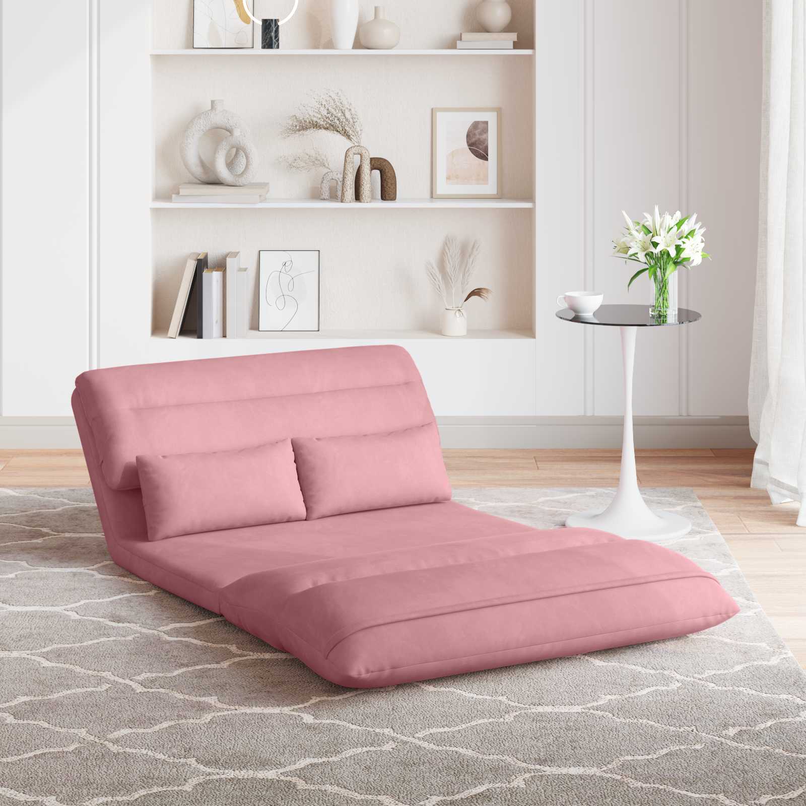 Verstellbarer Fußsessel Rosa Samt