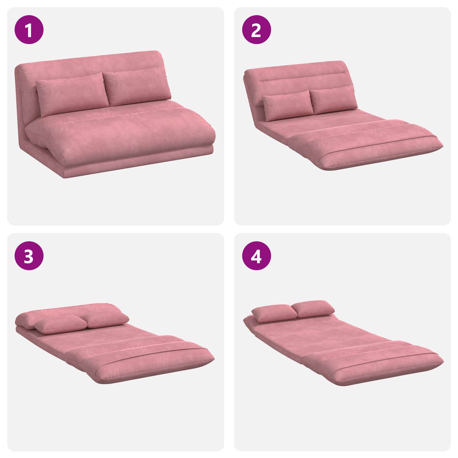 Verstellbarer Fußsessel Rosa Samt