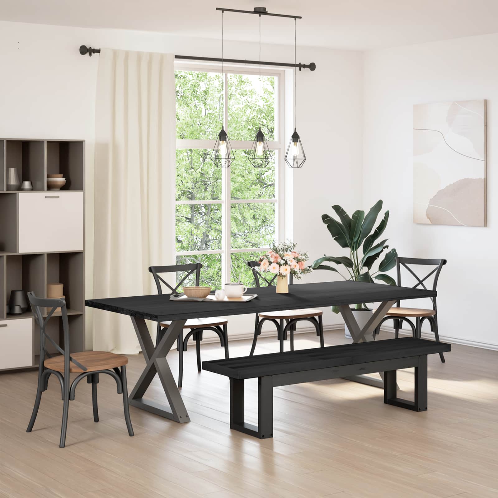 Esstischbank NOAIN 180 x 41 x 45 cm Massives Kiefernholz