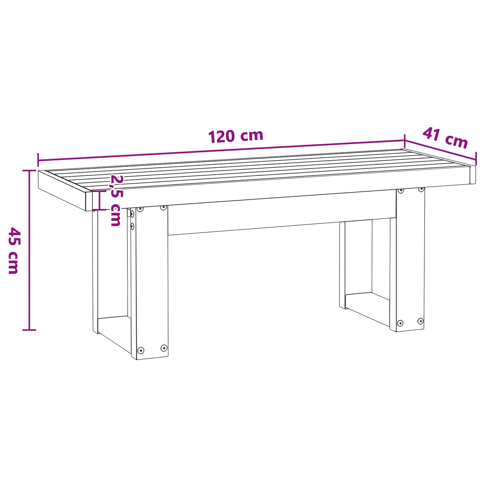Esstischbank NOAIN 120 x 41 x 45 cm Massives Kiefernholz Natur