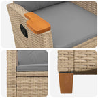 Liegestuhl mit Teeteller 62 x 64 x 112 cm Poly-Rattan