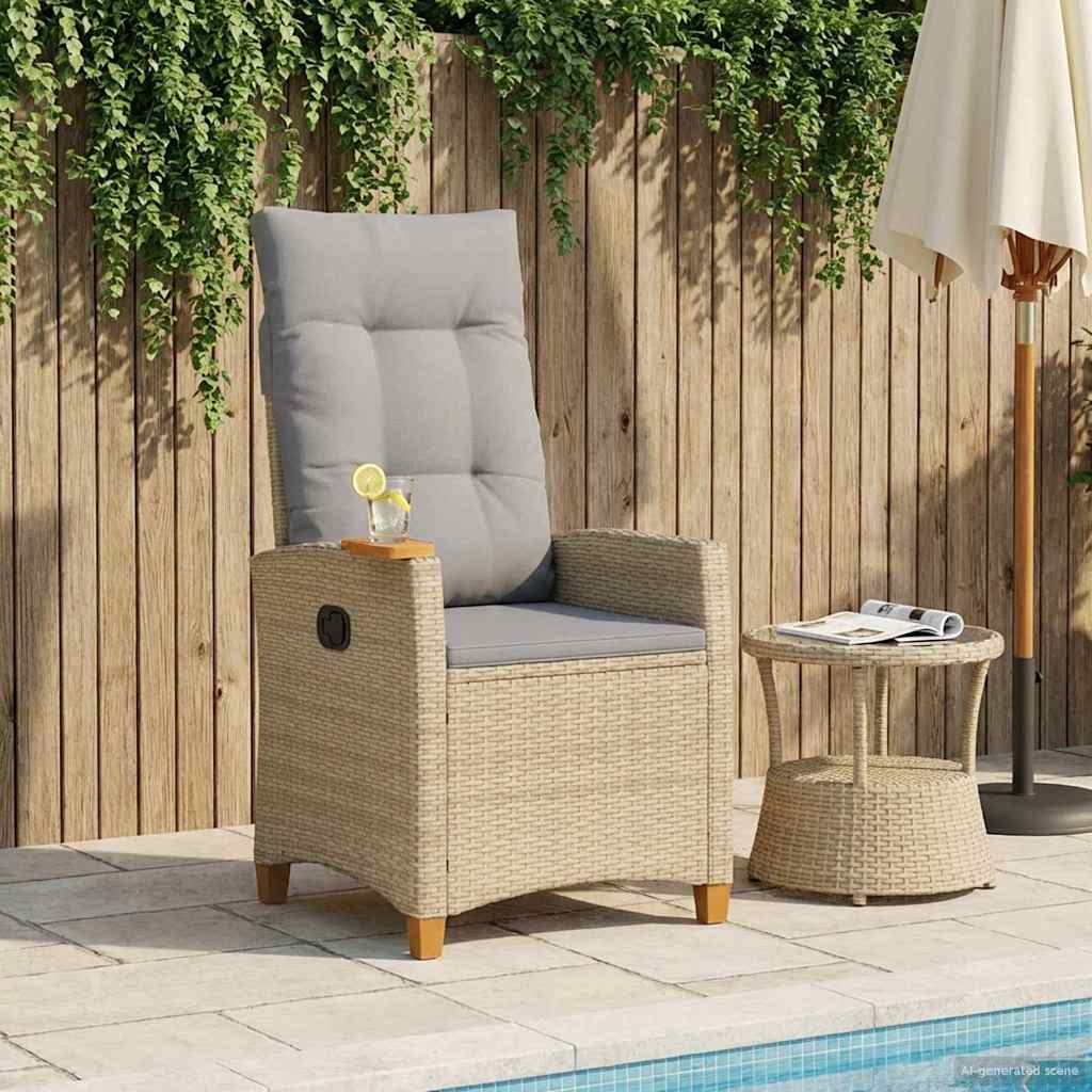 Liegestuhl mit Teeteller 62 x 64 x 112 cm Poly-Rattan