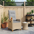 Liegestuhl mit Teeteller 62 x 64 x 112 cm Poly-Rattan