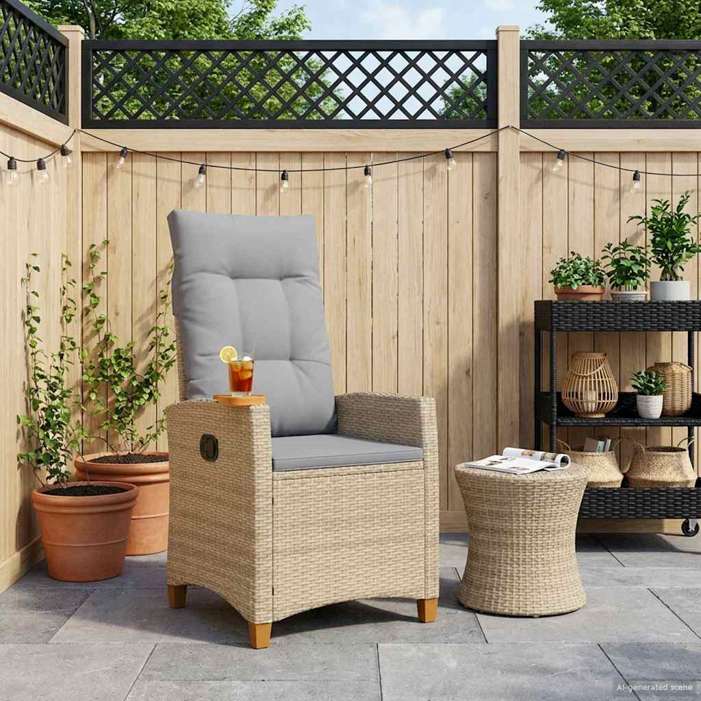 Liegestuhl mit Teeteller 62 x 64 x 112 cm Poly-Rattan