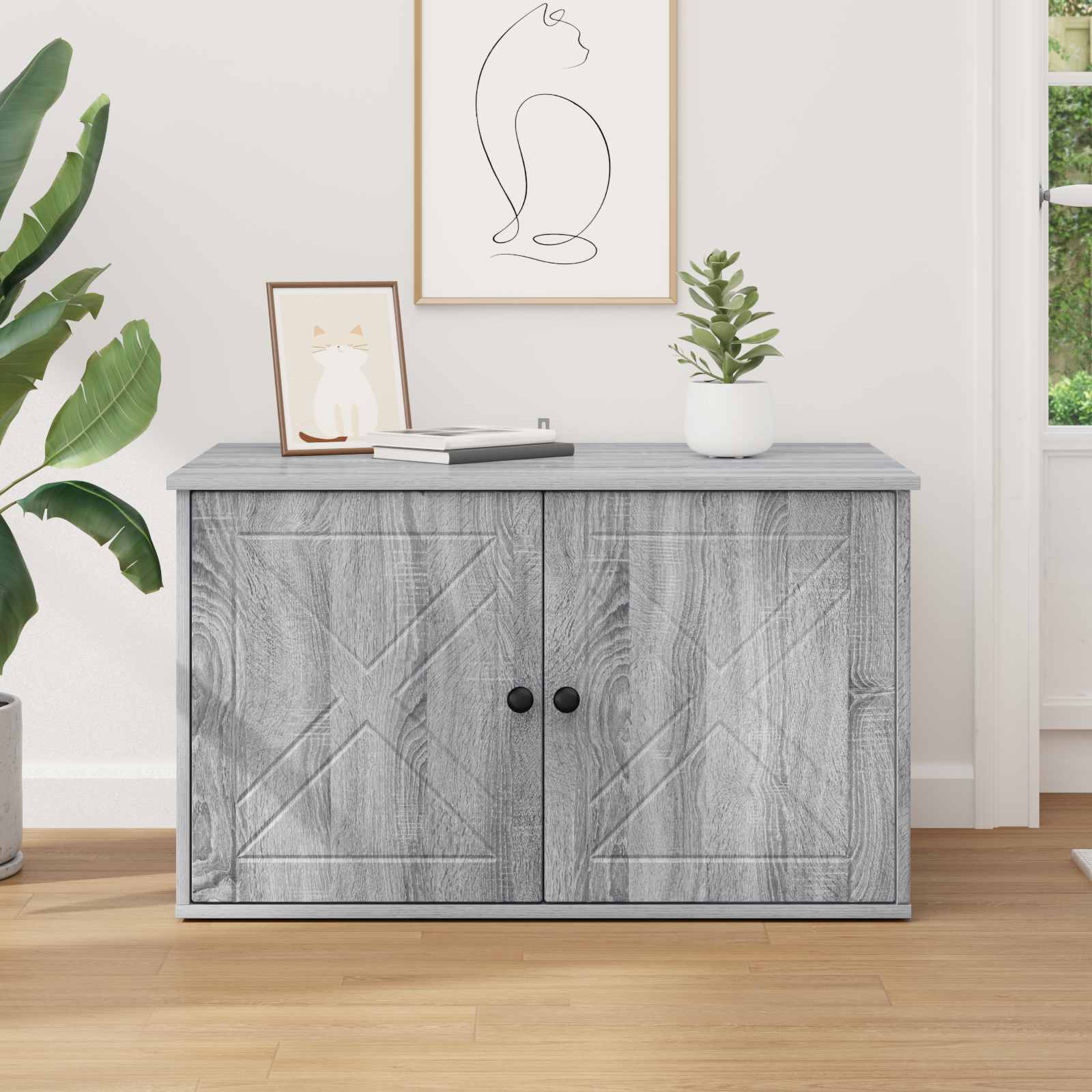 Katzenhaus Graues Sonoma 85 x 55 x 50 cm Holzwerkstoff