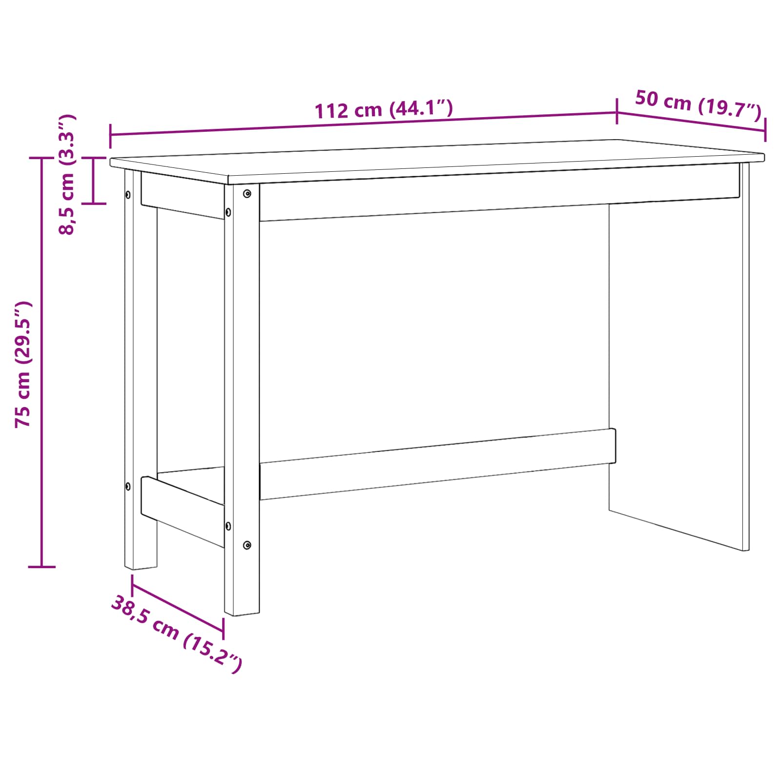 Schreibtisch Honigbraun 112 x 50 x 75 cm Massivholz Kiefer
