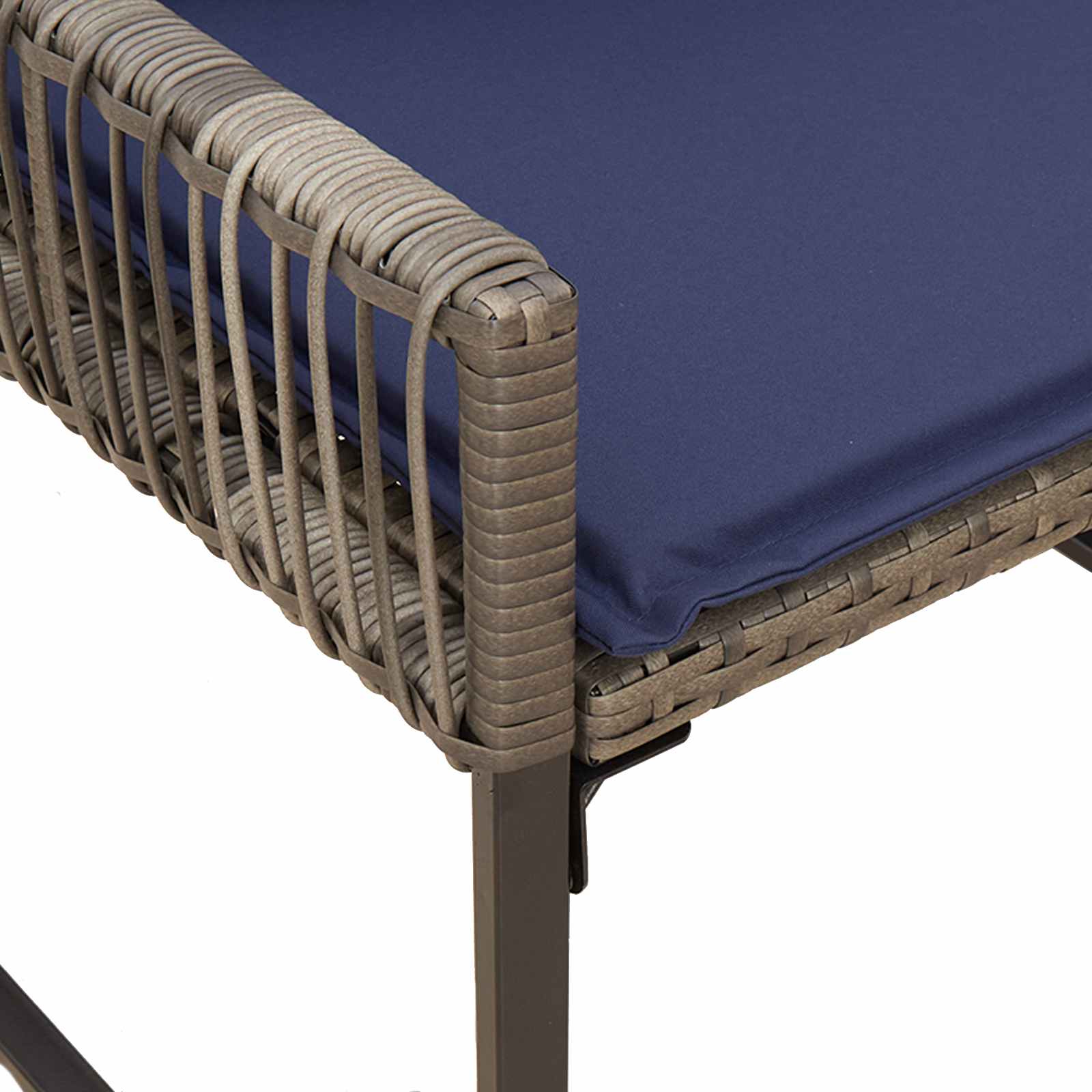 Gartenmöbel Set 9 pcs Grau und Marineblau Poly-Rattan